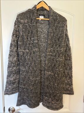 Gemelli Italy Gray Mohair Wool Chunky Long Cardigan Women’s L EUC